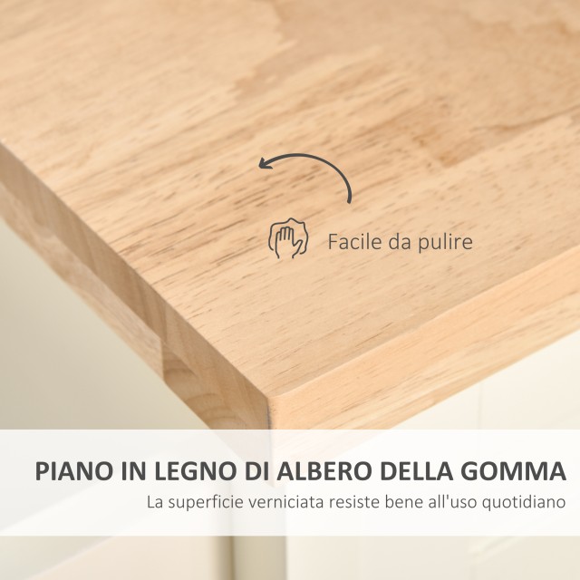 HOMCOM Kitchen Island για σκεύη και αξεσουάρ με συρτάρια, ντουλάπι και κρεμάστρα για πετσέτες, 110x49,5x89,5 cm, Λευκό 801-171