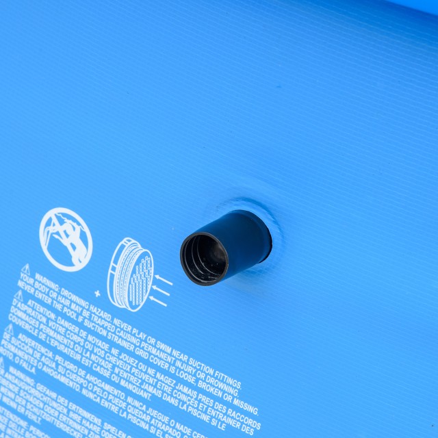 Outsunny 3-στρώσεων PVC φουσκωτή πισίνα κήπου για 3-4 άτομα με βαλβίδα αποστράγγισης και αντλία χειρός, Φ274x76cm, Μπλε 848-025BU
