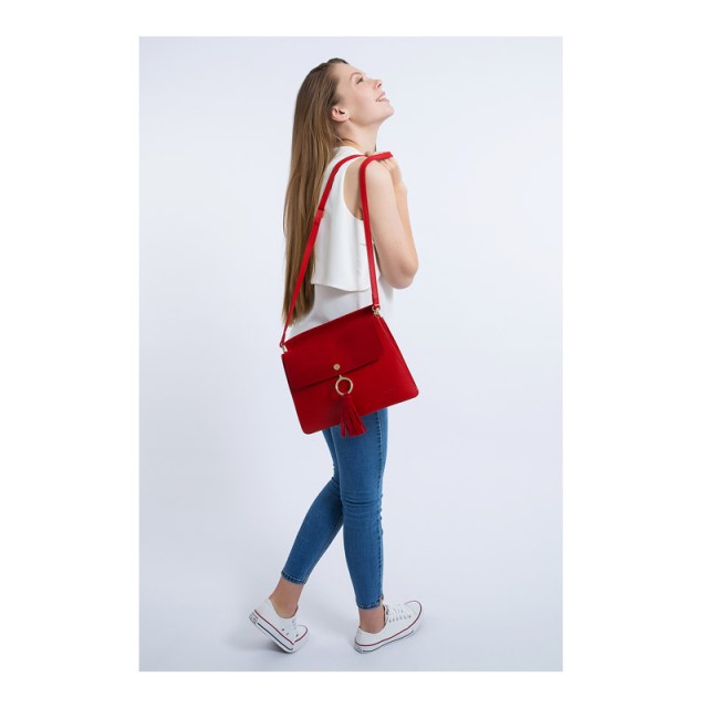 Γυναικεία Τσάντα Χιαστί Χρώματος Κόκκινο Beverly Hills Polo Club 60...