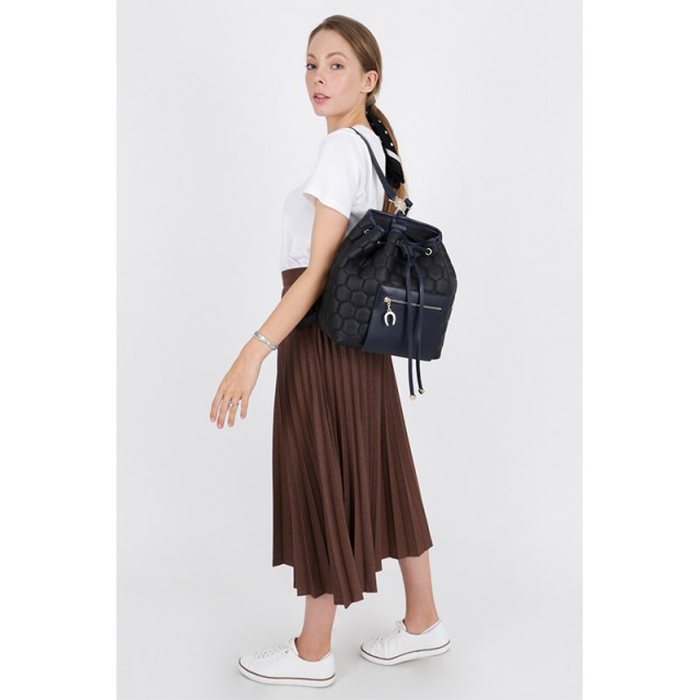 Γυναικεία Τσάντα Πλάτης Χρώματος Μαύρο - Navy Beverly Hills 711 657BHP0814
