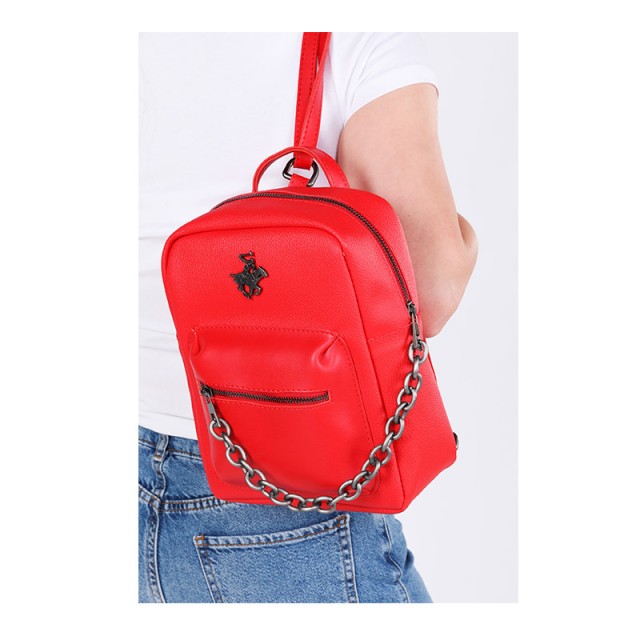 Γυναικεία Τσάντα Πλάτης Χρώματος Κόκκινο Beverly Hills Polo Club 668BHP0202