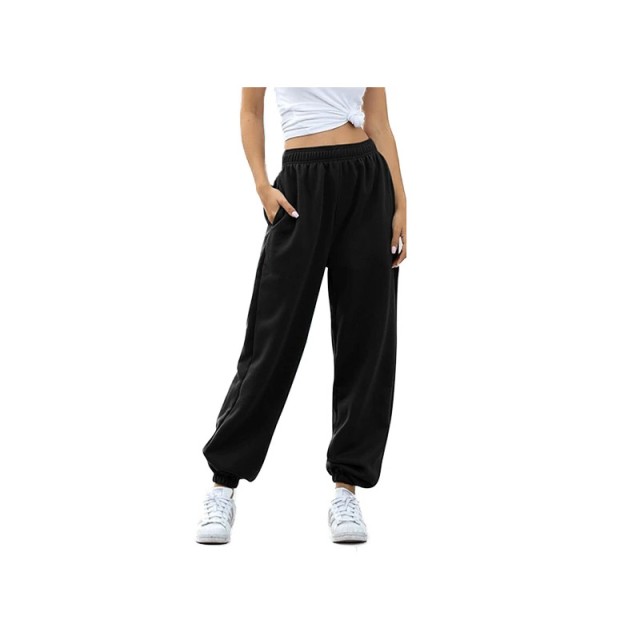 Γυναικείο Παντελόνι Φόρμας Fleece Jogger Oversized Χρώματος Μαύρο S...
