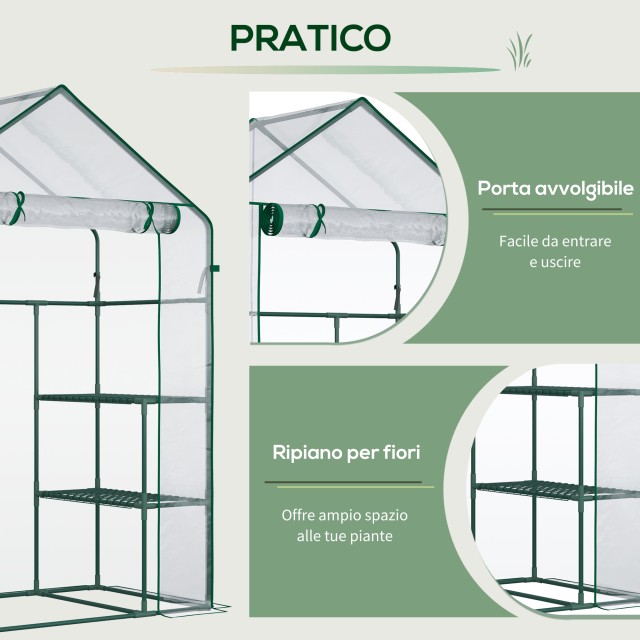 Outsunny Garden Greenhouse σε Αδιάβροχο και Anti UV PE με εξαρτήματα τοποθέτησης, 142x73x195cm - Πράσινο 845-139V01