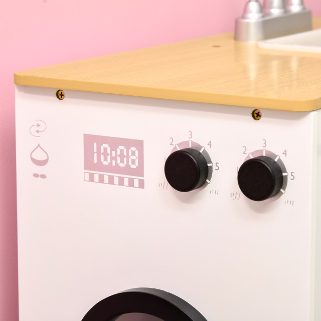 HOMCOM Play Kitchen 2 Τεμάχια για παιδιά 3-6 ετών με μαγειρικά σκεύη, φώτα και ηχητικά εφέ, από MDF και PP 350-141V00WT