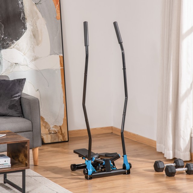 HOMCOM Fitness Stepper με αλτήρα και οθόνη LCD για προπόνηση στο σπίτι και στο γυμναστήριο, μπλε A90-281