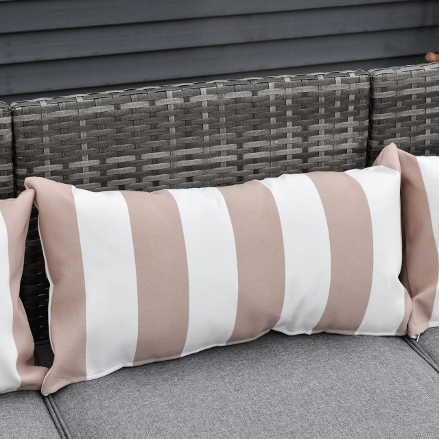 Outsunny 3-θέσιος καναπές εξωτερικού χώρου σε Rattan (PE) με επένδυση και αφαιρούμενα μαξιλάρια, Κήπος/Βεράντα, 173x68x78cm 860-085