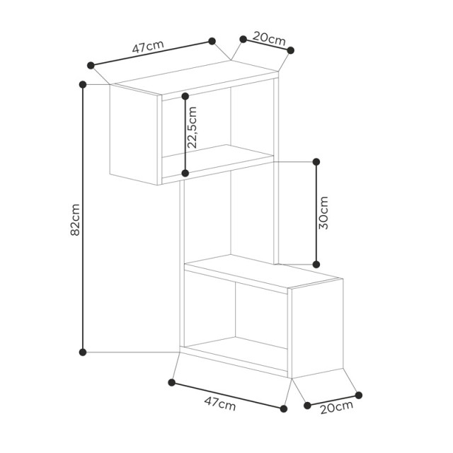 Γωνιακή Ξύλινη Ραφιέρα με 3 Ράφια 47 x 20 x 85 cm Shally Dogan 0281...