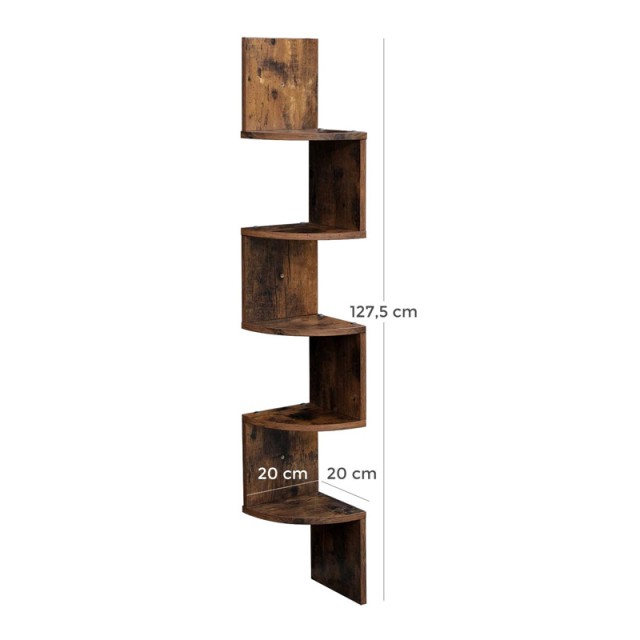 Γωνιακή Ξύλινη Ραφιέρα με 5 Ράφια 20 x 20 x 127.5 cm VASAGLE LBC20BX