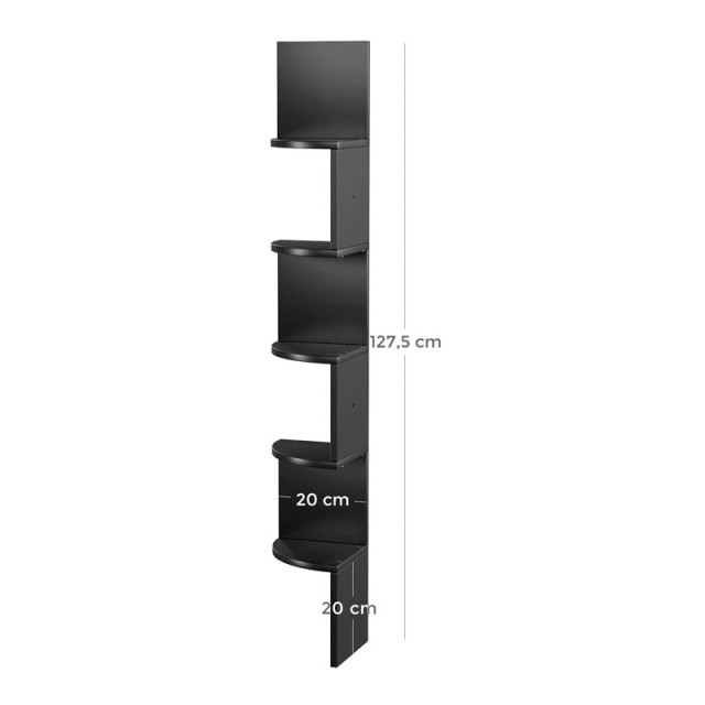 Γωνιακή Ξύλινη Ραφιέρα με 5 Ράφια 20 x 20 x 127.5 cm Χρώματος Μαύρο VASAGLE LBC20BK