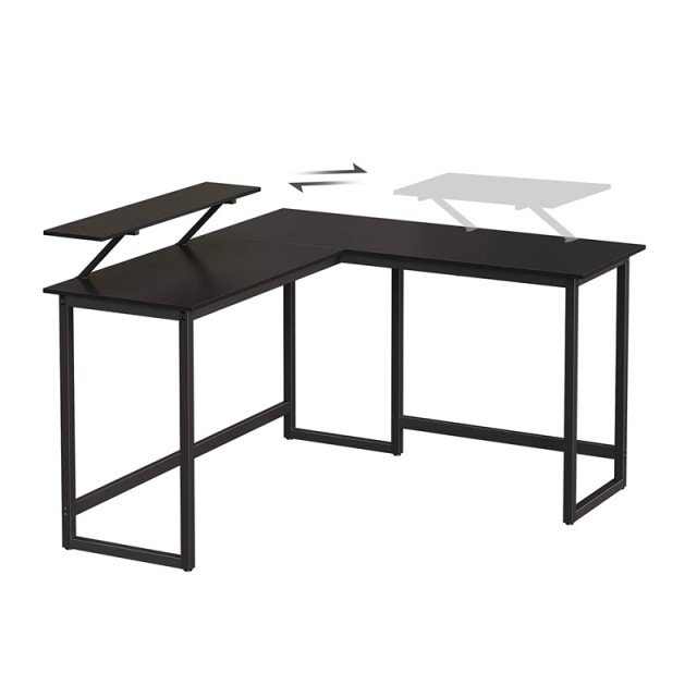Γωνιακό Μεταλλικό Γραφείο 140 x 130 x 76 / 91.5 cm Χρώματος Μαύρο VASAGLE LWD56BK