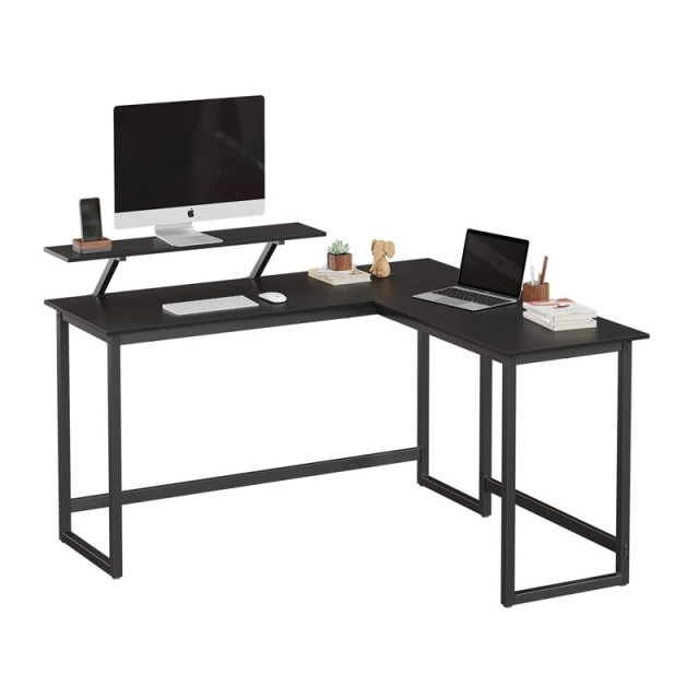 Γωνιακό Μεταλλικό Γραφείο 140 x 130 x 76 / 91.5 cm Χρώματος Μαύρο VASAGLE LWD56BK