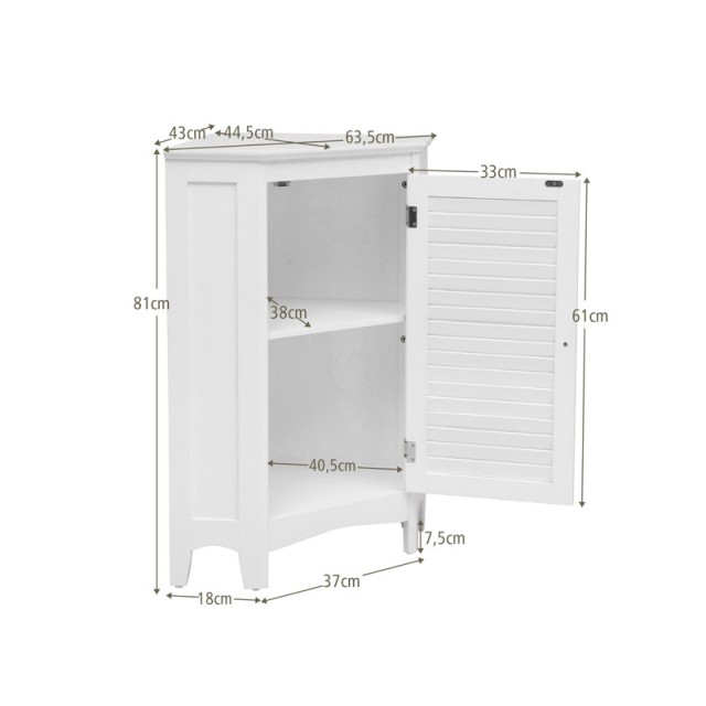 Γωνιακό Ντουλάπι Μπάνιου 43 x 43 x 81 cm Costway HW66191