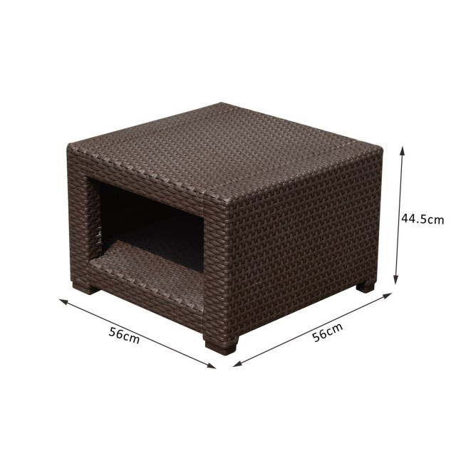 Τραπεζάκι σαλονιού Outsunny Garden σε PE Rattan, Καφέ, 56x56x44,5 εκ. 84B-162