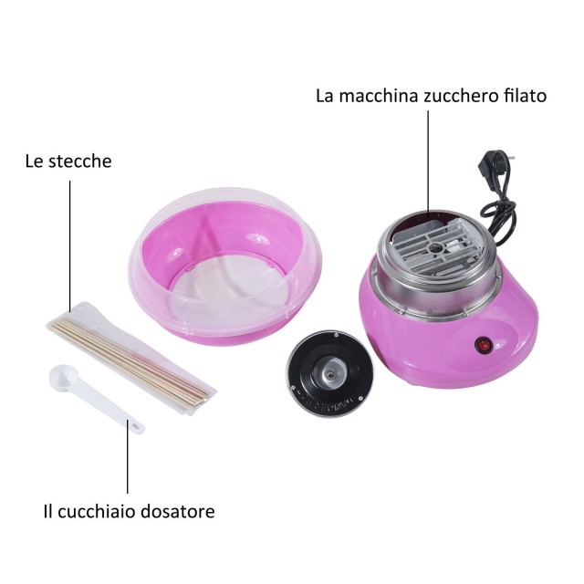Μηχάνημα HomCom Cotton Candy από PP, ανοξείδωτο ατσάλι και αλουμίνιο 800-016PK