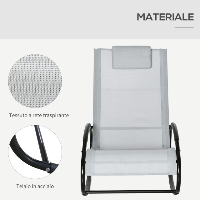 Outsunny Zero Gravity Garden Lounger, κουνιστή πολυθρόνα με μαξιλάρι και αναπνεύσιμο ύφασμα, 105x62x88cm, γκρι 84A-090GY