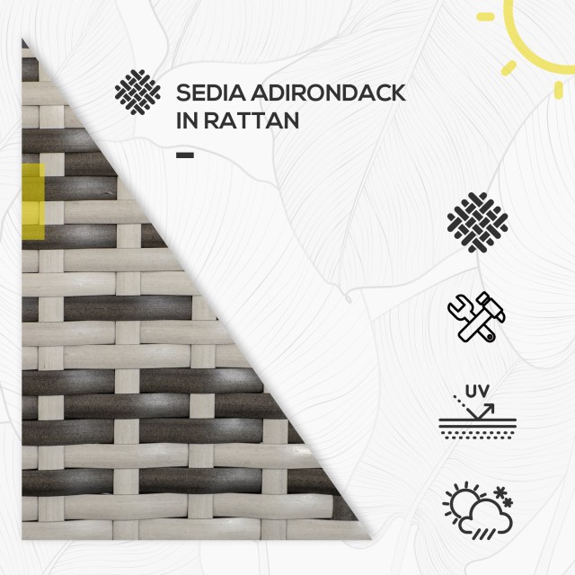 Outsunny Adironrack Καρέκλα Κήπου με μπράτσα, σε Rattan and Steel, ...
