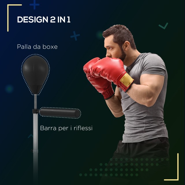 SPORTNOW Μπάλα διάτρησης με περιστρεφόμενη μπάρα για ενήλικες και ρυθμιζόμενο ύψος 1,6-2m, μαύρο A91-308V00BK
