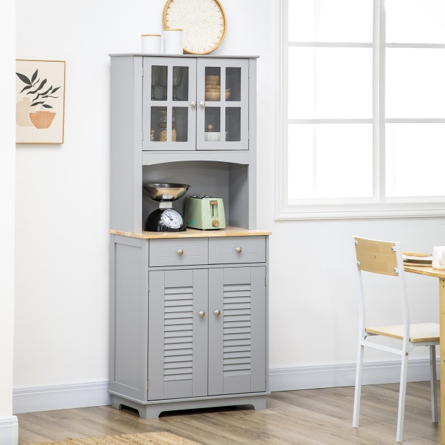 Ξύλινος Μπουφές 68 x 39.5 x 170 cm Χρώματος Γκρι HOMCOM 835-276V00GY