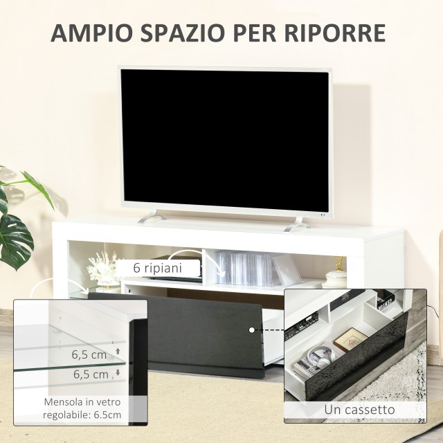 Ξύλινο Έπιπλο Τηλεόρασης με LED RGB Φωτισμό 140 x 35 x 52 cm HOMCOM 839-126V90BK