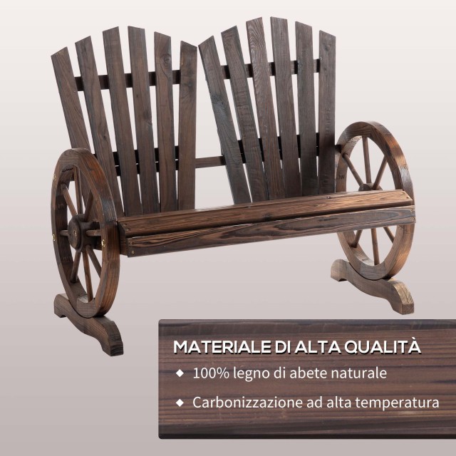 Outsunny Country Style Ξύλινος πάγκος κήπου με υποβραχιόνια τροχών, 108x66x95cm, Χρώμα ξύλου 84B-406