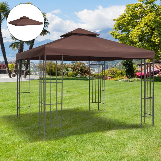 Outsunny Ανταλλακτική Στέγη για Gazebo 3x3m με 2 Επίπεδα και UV Resistant, καφέ 84C-041