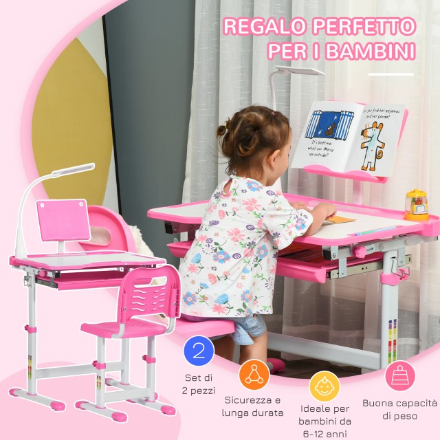 Σετ Σχολικό Γραφείο με Καρέκλα 2 τμχ HOMCOM 312-062PK