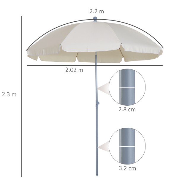 Outsunny Outsunny, Κήπος, Βεράντα Φορητή ομπρέλα Φ220cm με Κρεμ Λευκό Πολυεστερικό Ανακλινόμενο κουβούκλιο 84D-039CW