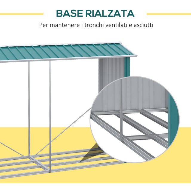 Outsunny Woodshed με γαλβανισμένη ατσάλινη κατασκευή και υπερυψωμέν...
