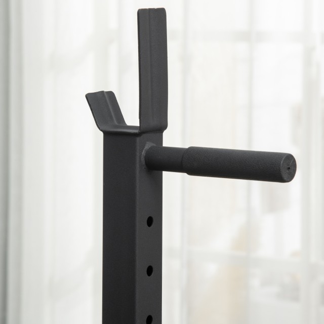 HOMCOM Barbell Rack με στηρίγματα για Dip Station και Push Up από ατσάλι, Ρυθμιζόμενο ύψος και πλάτος, μαύρο A91-216BK