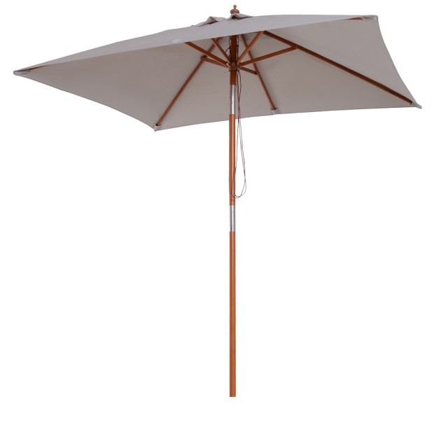 Outsunny ανακλινόμενη ομπρέλα κήπου 2x1,5m, 6 νευρώσεις και γκρι ξύ...