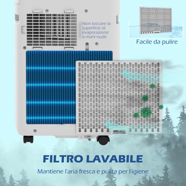 HOMCOM Φορητό Κλιματιστικό 750W με 5 Λειτουργίες και 2 Ταχύτητες, σε Πλαστικό και Ατσάλι, 33x28x70,4 cm, Λευκό 823-058V90WT