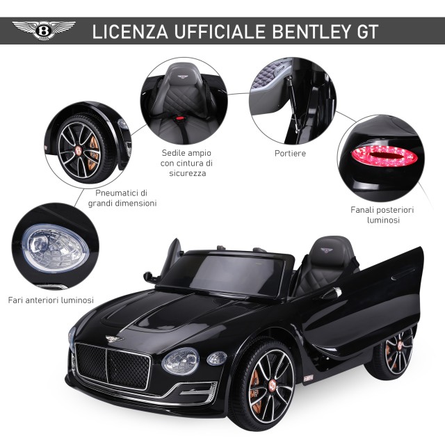 HOMCOM Electric Car for Children Bentley μοντέλο με τερματοφύλακα 108x60x43cm, Μαύρο 370-045BK