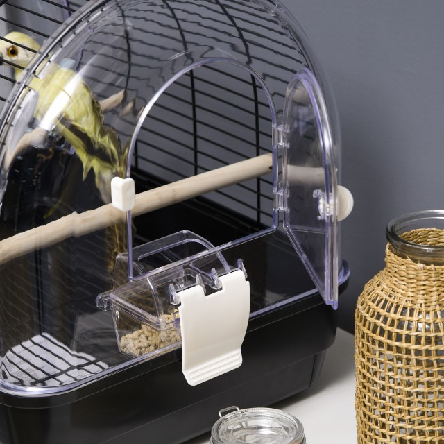 PawHut Steel Bird Cage with Perches, Αφαιρούμενος Δίσκος και Λαβή, 42x32x37 cm, Μαύρο D10-088V00BK