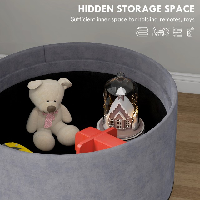 HOMCOM Velvety Container Πουφ 120 κιλών max με καπάκι, σε MDF και δρυς, 56x56x42 cm, Γκρι 838-434V80GY