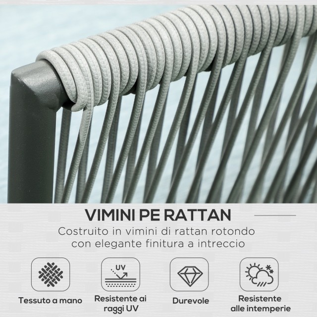 Σετ κήπου 4 τεμαχίων Rattan με τραπεζάκι σαλονιού, 2 γωνιακούς καναπέδες και πολυθρόνα, μαύρο γκρι και μπλε 860-275V00GY