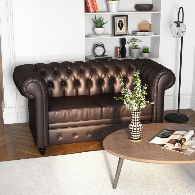 2θέσιος καναπές στυλ Chesterfield με αφαιρούμενο μαξιλάρι, από συνθ...