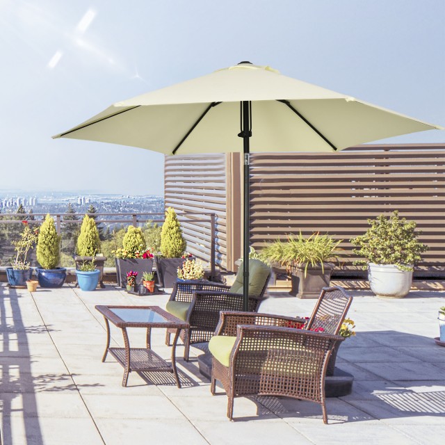 Outsunny Garden Parasol από πολυεστέρα και μέταλλο με ανακλινόμενο ...
