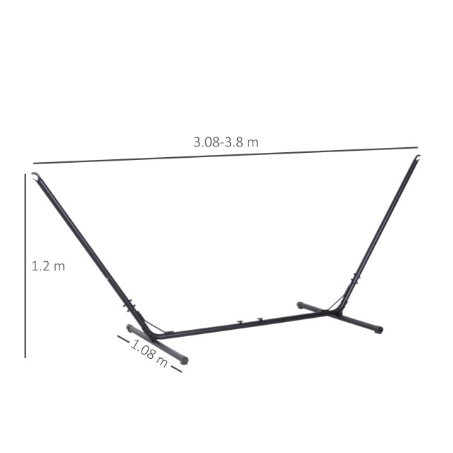 Outsunny Structure Support for Hammock Adjustable Max. 150 Kg, Black, 308-380x108x120cm 84A-083