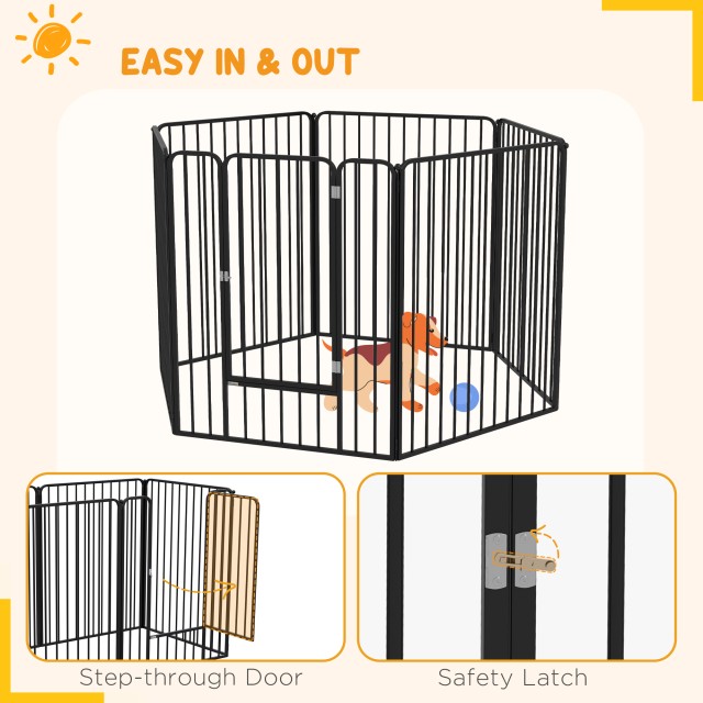 PawHut Fence για μεγάλα σκυλιά με 6 αρθρωτά χαλύβδινα πάνελ, 164x83x100 cm, μαύρο D06-203V00BK
