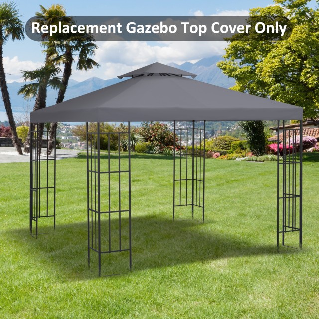 Outsunny ανταλλακτική οροφή για Gazebo 3x3m με 2 επίπεδα και ανθεκτική στην υπεριώδη ακτινοβολία, σκούρο γκρι 84C-041CG