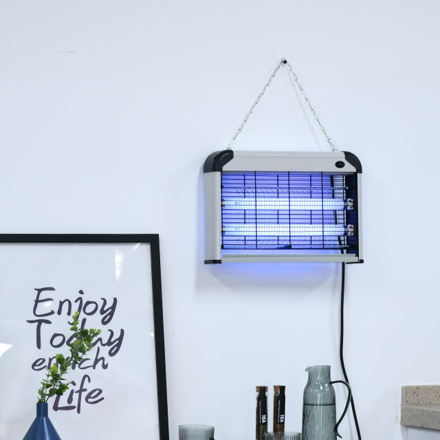 Outsunny Outsunny Outdoor and Indoor Insect Killer με Λάμπα LED Κουνουπιών για 60m², Electric Kunuto Killer 20W Silver 849-011SR