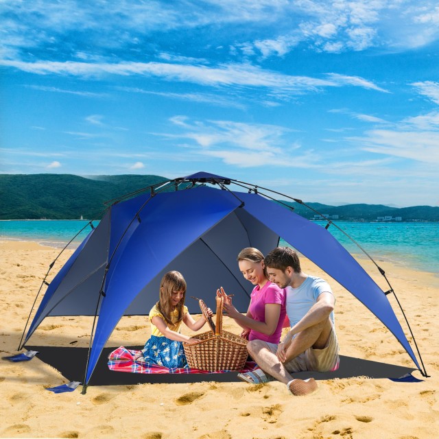 Outsunny Pop Up σκηνή παραλίας με σχοινιά και κοντάρια σε μπλε πολυεστέρα A20-090