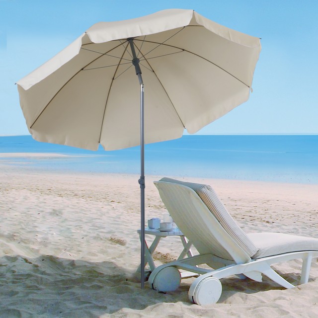 Outsunny Outsunny, Κήπος, Βεράντα Φορητή ομπρέλα Φ220cm με Κρεμ Λευκό Πολυεστερικό Ανακλινόμενο κουβούκλιο 84D-039CW