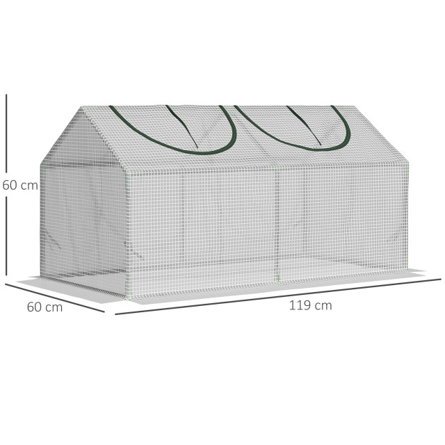 Outsunny Mini Garden Greenhouse με 2 κυλιόμενα παράθυρα και κάλυμμα PE Anti-UV, 119x60x60cm, Λευκό 845-368V03WT