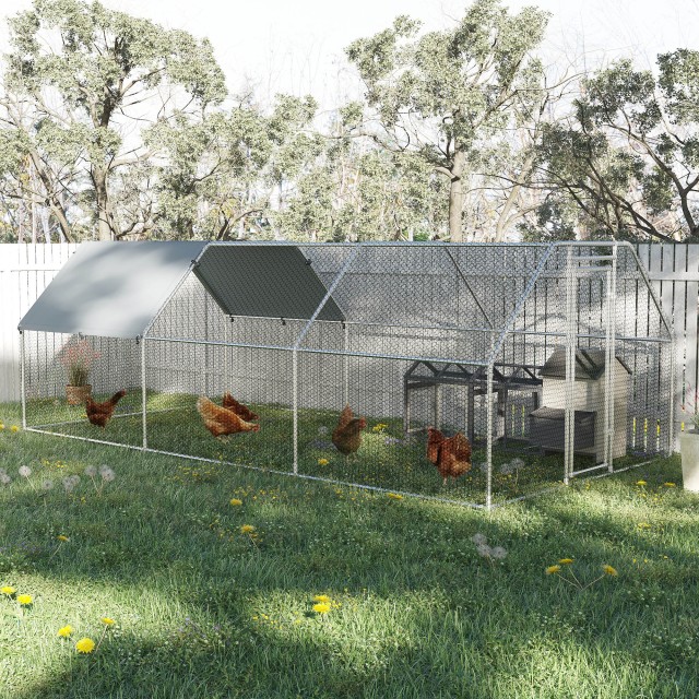 Μεταλλική πόρτα Pawhut Cage Chicken Run με κλειδαριά και κάλυμμα Oxford D51-117