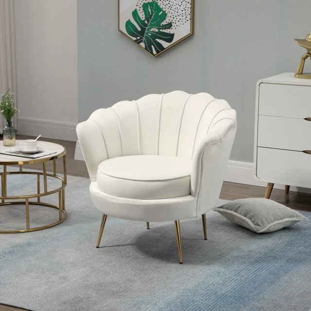 Πολυθρόνα HOMCOM Vintage Style Design με επένδυση από βελούδο, 179x77x77cm, κρέμα 833-961WT