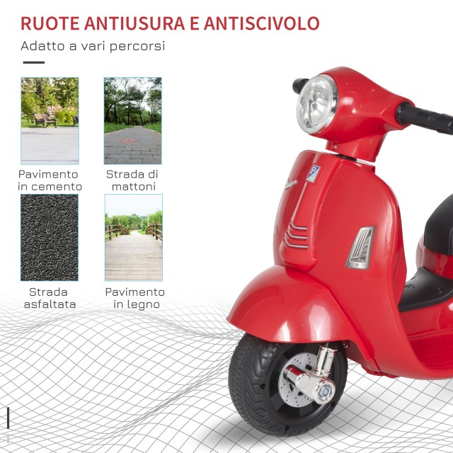 HOMCOM Electric Vespa για παιδιά Μπαταρία 6V Προβολείς και Κόρνα 18...