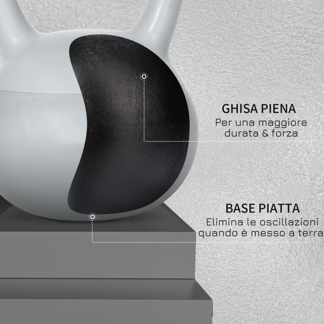 SPORTNOW Kettlebell 4kg σε PVC και μεταλλική άμμο για προπόνηση ώμων και δικεφάλων, 19x19x26 cm, γκρι A91-270V00GY