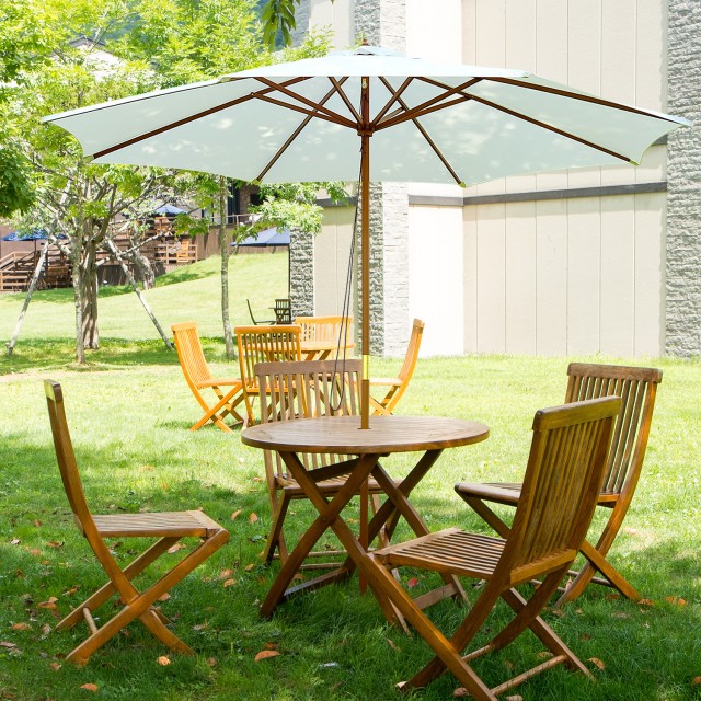 Ομπρέλα Outsunny Garden Διάμετρος 3m σε λευκό ξύλο 01-0244