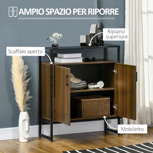 HOMCOM Ντουλάπι με Δύο Πόρτες από MDF με Κορυφή σε Tempered Glass, ...